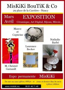 Exposition de céramique, art digital, bijoux, miroir...