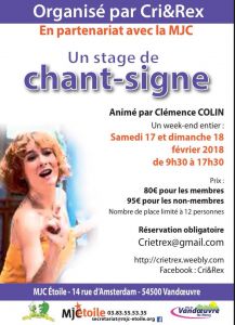 Stage de chant-signe