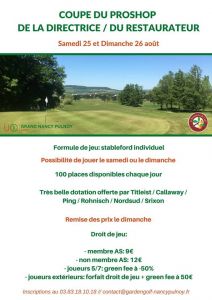Coupe du Proshop, de la Directrice et du Restaurateur
