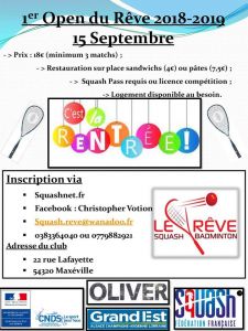 1er Open du Rêve saison 2018-2019