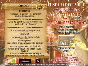 Saint sylvestre au restaurant Colibri