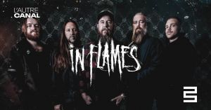 In flames