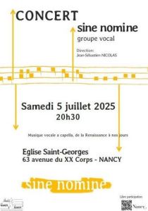 Concert de fin de saison 2024-25 -  Groupe vocal Sine Nomine (Nancy)