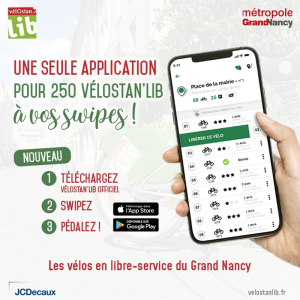 L'entreprise JCDecaux associée à la métropole du Grand Nancy sortent une application "Vélostan'lib officiel"