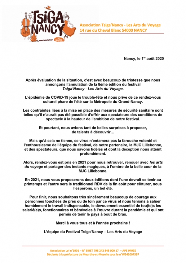 Annulation de Tsiga Festival