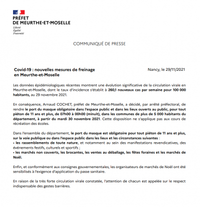 Rendez vous à vos événements masqués à compter de demain mardi 30 novembre