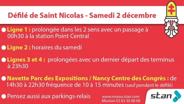 Défilé de la Saint Nicolas : utilisez les transports en communs !